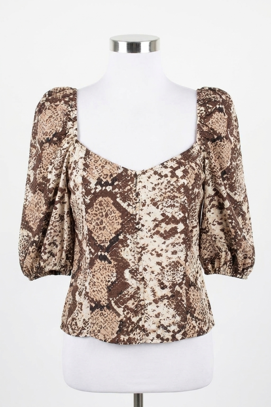 NEW BUDDYLOVE snake crop top in brown